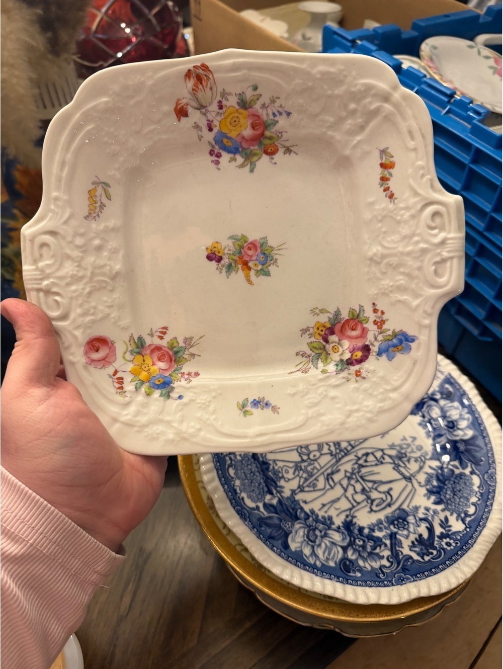 Floral square serving bowl